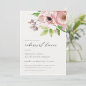 SOFT BLUSH PINK WATERVERF FLORAL REHEARSAL DINNER KAART (Staand voorkant)