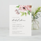 SOFT BLUSH PINK WATERVERF FLORAL VRIJGEZELLENFEEST KAART (Staand voorkant)