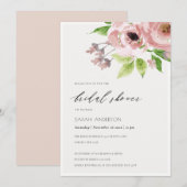 SOFT BLUSH PINK WATERVERF FLORAL VRIJGEZELLENFEEST KAART (Voorkant / Achterkant)