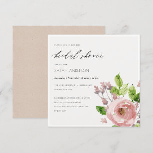 SOFT BLUSH PINK WATERVERF FLORAL VRIJGEZELLENFEEST KAART