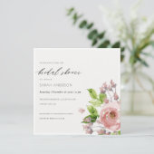 SOFT BLUSH PINK WATERVERF FLORAL VRIJGEZELLENFEEST KAART (Staand voorkant)