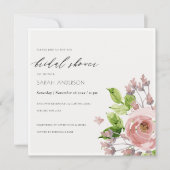 SOFT BLUSH PINK WATERVERF FLORAL VRIJGEZELLENFEEST KAART (Voorkant)