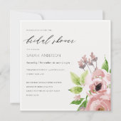 SOFT BLUSH PINK WATERVERF FLORAL VRIJGEZELLENFEEST KAART (Voorkant)