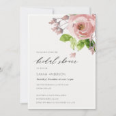 SOFT BLUSH PINK WATERVERF FLORAL VRIJGEZELLENFEEST KAART (Voorkant)