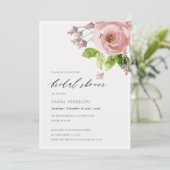 SOFT BLUSH PINK WATERVERF FLORAL VRIJGEZELLENFEEST KAART (Staand voorkant)