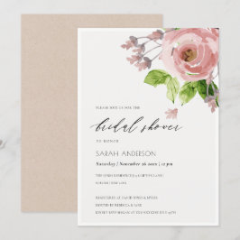 SOFT BLUSH PINK WATERVERF FLORAL VRIJGEZELLENFEEST KAART