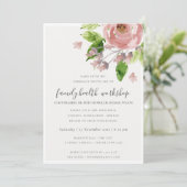 SOFT BLUSH PINK WATERVERF FLORAL WORKSHOP EVENEMEN KAART (Staand voorkant)