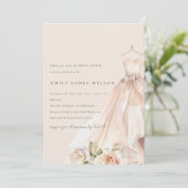 Soft Blush Roos Bloemen Bruidsjurk Vrijgezellenfee Kaart (Staand voorkant)