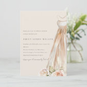 Soft Blush Roos Bloemen Bruidsjurk Vrijgezellenfee Kaart (Staand voorkant)