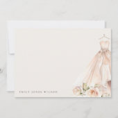 Soft Blush Roos Bloemen Bruidsjurk Vrijgezellenfee Notitiekaartje (Voorkant)