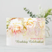 Soft Blush Roos Bloemen Verjaardagsfeest Kaart (Staand voorkant)