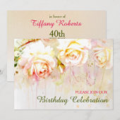 Soft Blush Roos Bloemen Verjaardagsfeest Kaart (Voorkant / Achterkant)