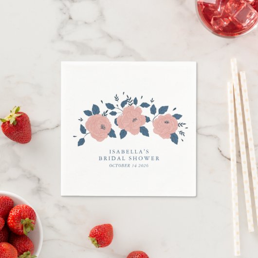 Soft Blush Roos Floral Boho Custom Vrijgezellenfee Servet (Insitu)