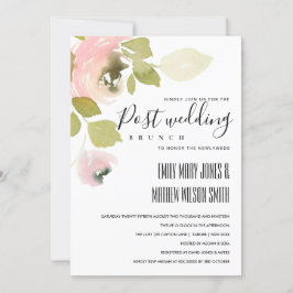 SOFT BLUSH ROOS FLORAL POST WEDDING BRUNCH INVITE BEDANKKAART