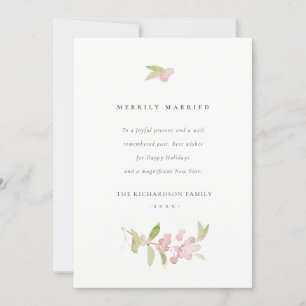 SOFT BLUSH ROOS PINK CALLIGRAPHY MERRILY MARRILY FEESTDAGENKAART