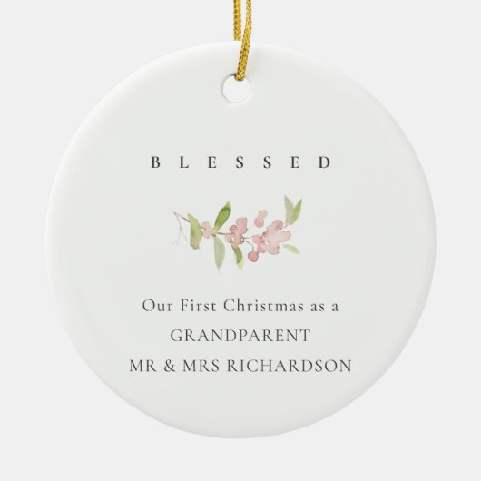 SOFT BLUSH ROOS PINK MINIMAAL CUSTOM BLESSED KERAMISCH ORNAMENT (Voorkant)