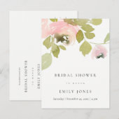 SOFT BLUSH ROOS WATERVERF FLORAL VRIJGEZELLENFEEST UITNODIGING BRIEFKAART