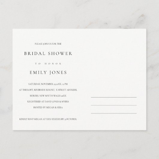 SOFT BLUSH ROOS WATERVERF FLORAL VRIJGEZELLENFEEST UITNODIGING BRIEFKAART (Achterkant)