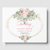 Soft blush roses gold greenery boho chic wedding gastenboek (Voorkant)