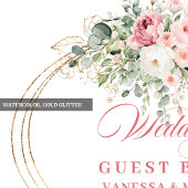 Soft blush roses gold greenery boho chic wedding gastenboek