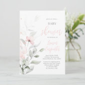 Soft Blush Roze Baby shower Meisje uitnodiging (Staand voorkant)