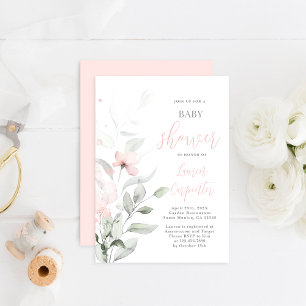 Soft Blush Roze Baby shower Meisje uitnodiging