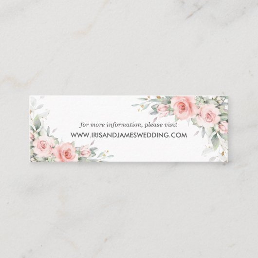 Soft Blush Roze Bloemen Bruiloft Website Kaart Min Mini Visitekaartje (Voorkant)