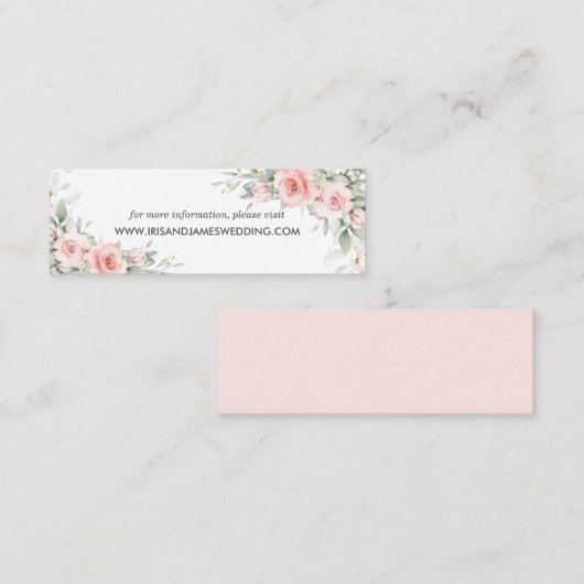 Soft Blush Roze Bloemen Bruiloft Website Kaart Min Mini Visitekaartje (Voorkant / Achterkant)