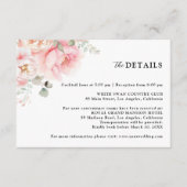 Soft Blush Roze Tuin Bloemen Trouwdetails Informatiekaartje (Voorkant)
