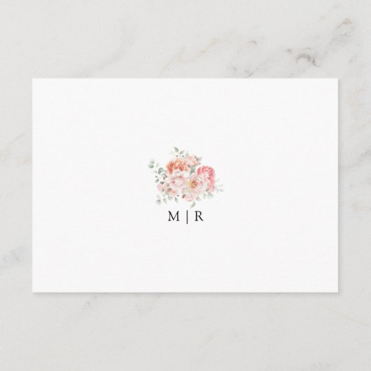 Soft Blush Roze Tuin Bloemen Trouwdetails Informatiekaartje (Achterkant)