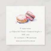 Soft Blush Roze Waterverf Franse Macarons Bakkerij Vierkante Visitekaartje (Achterkant)