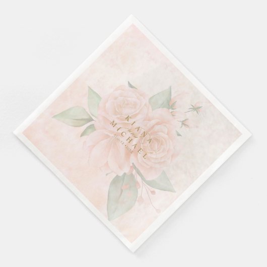 Soft Blush Rozen V2 ID828 Paper Dinner Napkins Servet (Hoek)