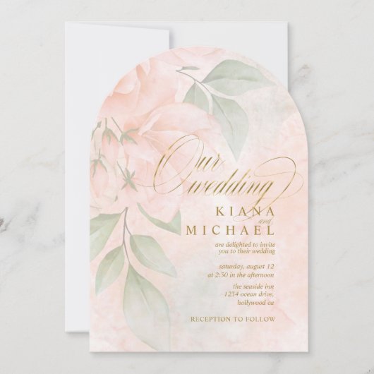 Soft Blush Rozen Wedding Arch ID828 Kaart (Voorkant)