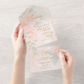 Soft Blush Rozen Wedding ID828 All In One Uitnodiging (Afscheurbaar)