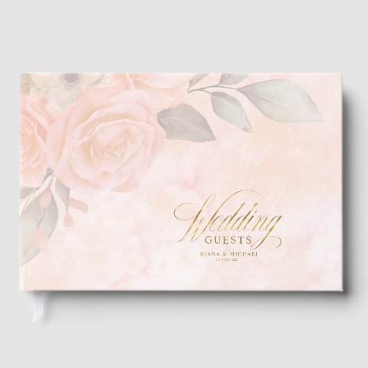 Soft Blush Rozen Wedding ID828 Guest Book Gastenboek (Voorkant)