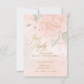 Soft Blush Rozen Wedding ID828 RSVP Kaartje (Voorkant)