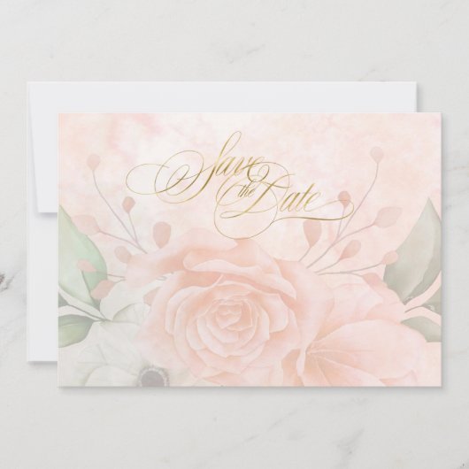 Soft Blush Rozen Wedding ID828 Save The Date (Voorkant)