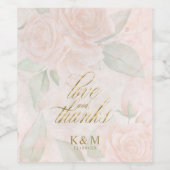 Soft Blush Rozen Wedding ID828 Wijn Etiket (Enkel label)