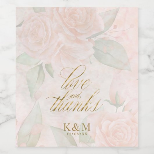 Soft Blush Rozen Wedding ID828 Wijn Etiket (Enkel label)