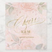 Soft Blush Rozen Wedding ID828 Wijn Etiket (Enkel label)