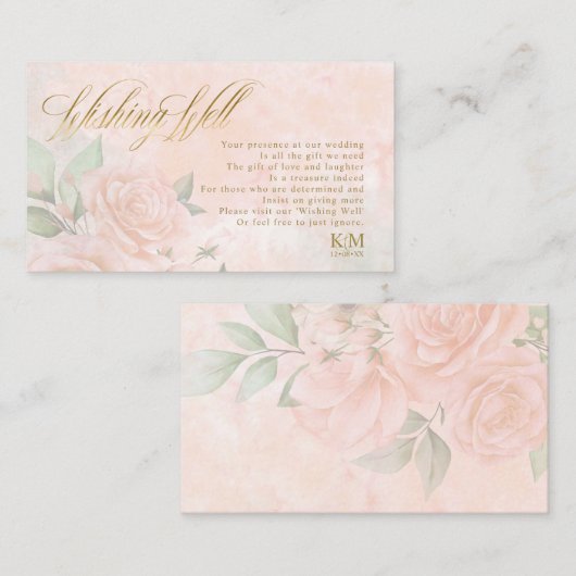 Soft Blush Rozen Wedding Well V2 ID828 Informatiekaartje (Voorkant / Achterkant)