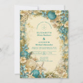 Soft Blush Seashell Floral Wedding Kaart (Voorkant)
