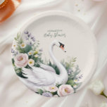Soft Blush Swan Princess Baby shower Papieren Bordje<br><div class="desc">Zet een magische, sprookjesachtige geïnspireerde tafel met de Blush Pink Floral Swan Princess Baby shower Paper Borden! Deze betoverende borden zijn voorzien van een elegante zwaan versierd met een sierlijke gouden kroon, omgeven door zacht blozend roze bloemen en weelderig groen, waardoor een sierlijke en vorstelijke touch aan uw feest wordt...</div>