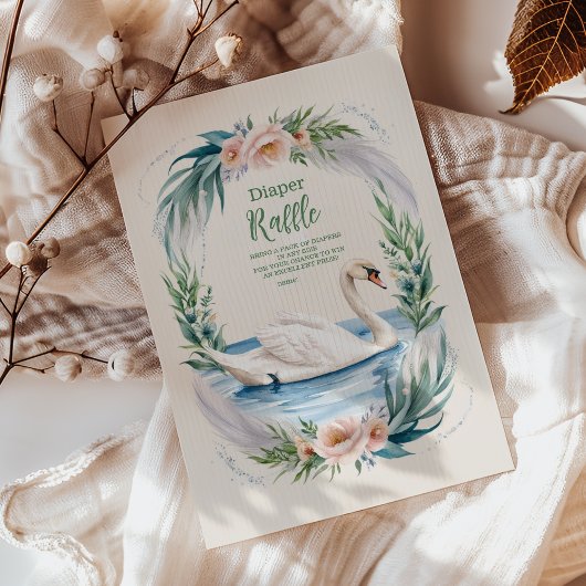 Soft Blush Swan Princess Diapper Raffle Informatiekaartje