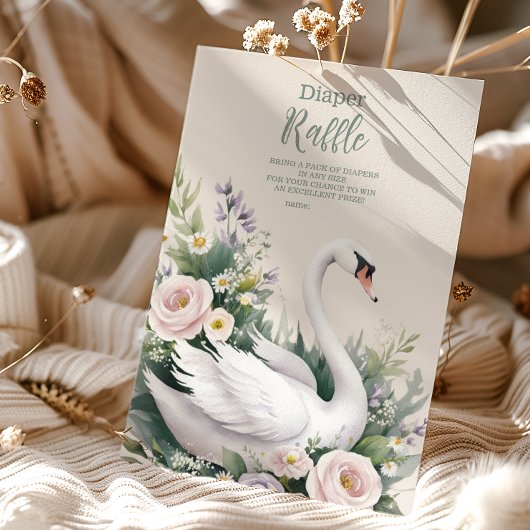 Soft Blush Swan Princess Diapper Raffle Informatiekaartje
