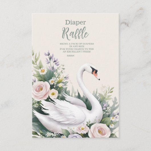 Soft Blush Swan Princess Diapper Raffle Informatiekaartje (Voorkant)