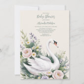 Soft Blush Swan Princess Roze Baby shower Kaart (Voorkant)