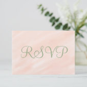 Soft Blush Watercolor Sage Green RSVP Kaartje (Staand voorkant)
