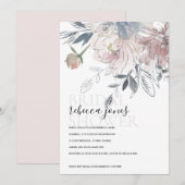 SOFT BLUSH WATERVERF FLORAL VRIJGEZELLENFEEST INVI BEDANKKAART (Voorkant / Achterkant)