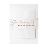 Soft Blush Waterverf met Elegante Zwarte Bloemen Uitnodigingen Wikkel (Voorkant Voorbeeld)